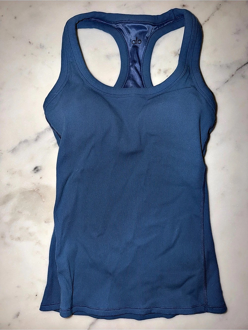 Alo Ribbed Racerback Tank in Blue